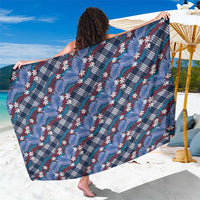 Polynesian Monstera Tiare Floral Sarong Royal Blue Tropical Plaid LT01 One Size 44 x 66 inches Blue - Polynesian Pride