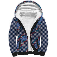 Polynesian Monstera Tiare Floral Sherpa Hoodie Royal Blue Tropical Plaid LT01 Unisex Blue - Polynesian Pride