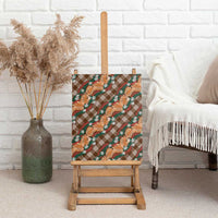 Polynesian Monstera Tiare Floral Canvas Wall Art Chocolate Brown Tropical Plaid - Polynesian Pride