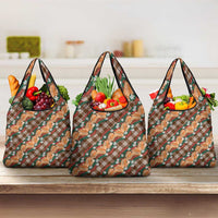 Polynesian Monstera Tiare Floral Grocery Bag Chocolate Brown Tropical Plaid LT01 3-pack One Size Brown - Polynesian Pride