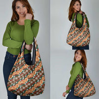 Polynesian Monstera Tiare Floral Grocery Bag Chocolate Brown Tropical Plaid LT01 - Polynesian Pride