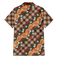 Polynesian Monstera Tiare Floral Hawaiian Shirt Chocolate Brown Tropical Plaid LT01 - Polynesian Pride