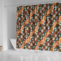Polynesian Monstera Tiare Floral Shower Curtain Chocolate Brown Tropical Plaid LT01 - Polynesian Pride