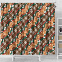 Polynesian Monstera Tiare Floral Shower Curtain Chocolate Brown Tropical Plaid LT01 - Polynesian Pride