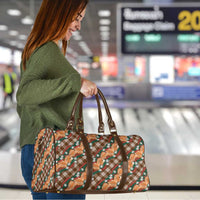 Polynesian Monstera Tiare Floral Travel Bag Chocolate Brown Tropical Plaid - Polynesian Pride