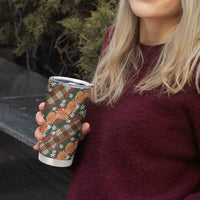 Polynesian Monstera Tiare Floral Tumbler Cup Chocolate Brown Tropical Plaid LT01 - Polynesian Pride