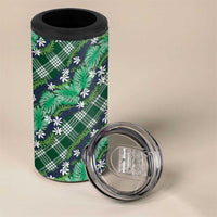 Polynesian Monstera Tiare Floral 4 in 1 Can Cooler Tumbler Forest Green Tropical Plaid LT01 - Polynesian Pride
