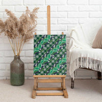 Polynesian Monstera Tiare Floral Canvas Wall Art Forest Green Tropical Plaid LT01 - Polynesian Pride