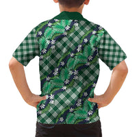 Polynesian Monstera Tiare Floral Family Matching Summer Maxi Dress and Hawaiian Shirt Forest Green Tropical Plaid - Polynesian Pride