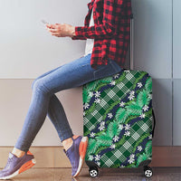 Polynesian Monstera Tiare Floral Luggage Cover Forest Green Tropical Plaid LT01 - Polynesian Pride