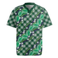 Polynesian Monstera Tiare Floral Rugby Jersey Forest Green Tropical Plaid LT01 Green - Polynesian Pride