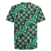 Polynesian Monstera Tiare Floral Rugby Jersey Forest Green Tropical Plaid LT01 - Polynesian Pride