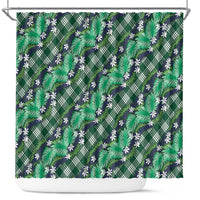 Polynesian Monstera Tiare Floral Shower Curtain Forest Green Tropical Plaid LT01 Green - Polynesian Pride