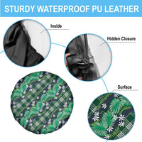Polynesian Monstera Tiare Floral Spare Tire Cover Forest Green Tropical Plaid LT01 - Polynesian Pride