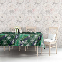 Polynesian Monstera Tiare Floral Tablecloth Forest Green Tropical Plaid LT01 - Polynesian Pride
