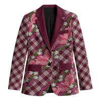 Polynesian Monstera Tiare Floral Blazer Fuchsia Tropical Plaid LT01 Unisex Pink - Polynesian Pride