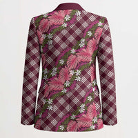 Polynesian Monstera Tiare Floral Blazer Fuchsia Tropical Plaid LT01 - Polynesian Pride
