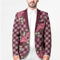 Polynesian Monstera Tiare Floral Blazer Fuchsia Tropical Plaid LT01 - Polynesian Pride
