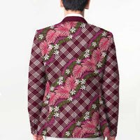 Polynesian Monstera Tiare Floral Blazer Fuchsia Tropical Plaid LT01 - Polynesian Pride