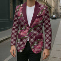 Polynesian Monstera Tiare Floral Blazer Fuchsia Tropical Plaid LT01 - Polynesian Pride