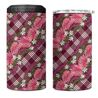 Polynesian Monstera Tiare Floral 4 in 1 Can Cooler Tumbler Fuchsia Tropical Plaid LT01 One Size: 16 oz Pink - Polynesian Pride