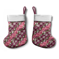 Polynesian Monstera Tiare Floral Christmas Stocking Fuchsia Tropical Plaid LT01 - Polynesian Pride