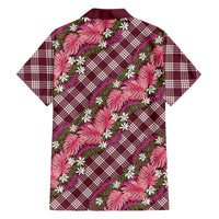 Polynesian Monstera Tiare Floral Hawaiian Shirt Fuchsia Tropical Plaid LT01 - Polynesian Pride