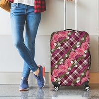Polynesian Monstera Tiare Floral Luggage Cover Fuchsia Tropical Plaid LT01 - Polynesian Pride
