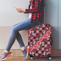 Polynesian Monstera Tiare Floral Luggage Cover Fuchsia Tropical Plaid LT01 - Polynesian Pride