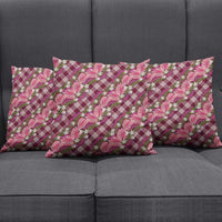Polynesian Monstera Tiare Floral Pillow Cover Fuchsia Tropical Plaid LT01 - Polynesian Pride