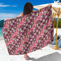 Polynesian Monstera Tiare Floral Sarong Fuchsia Tropical Plaid LT01 One Size 44 x 66 inches Pink - Polynesian Pride