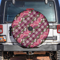 Polynesian Monstera Tiare Floral Spare Tire Cover Fuchsia Tropical Plaid LT01 Pink - Polynesian Pride