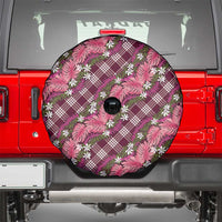 Polynesian Monstera Tiare Floral Spare Tire Cover Fuchsia Tropical Plaid LT01 - Polynesian Pride