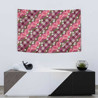 Polynesian Monstera Tiare Floral Tapestry Fuchsia Tropical Plaid LT01 - Polynesian Pride