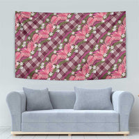 Polynesian Monstera Tiare Floral Tapestry Fuchsia Tropical Plaid LT01 - Polynesian Pride
