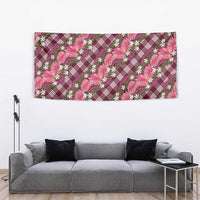 Polynesian Monstera Tiare Floral Tapestry Fuchsia Tropical Plaid LT01 - Polynesian Pride