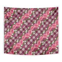 Polynesian Monstera Tiare Floral Tapestry Fuchsia Tropical Plaid LT01 - Polynesian Pride