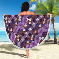 Polynesian Monstera Tiare Floral Beach Blanket Lavender Tropical Plaid LT01 - Polynesian Pride
