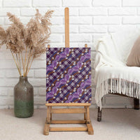 Polynesian Monstera Tiare Floral Canvas Wall Art Lavender Tropical Plaid - Polynesian Pride