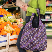 Polynesian Monstera Tiare Floral Grocery Bag Lavender Tropical Plaid LT01 - Polynesian Pride