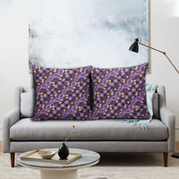 Polynesian Monstera Tiare Floral Pillow Cover Lavender Tropical Plaid - Polynesian Pride