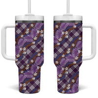 Polynesian Monstera Tiare Floral Tumbler With Handle Lavender Tropical Plaid LT01 One Size: 40 oz Purple - Polynesian Pride