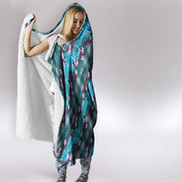 Polynesian Monstera Tiare Floral Hooded Blanket Dark Teal Tropical Plaid LT01 - Polynesian Pride