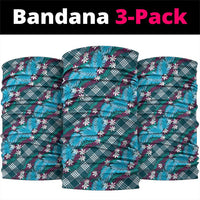 Polynesian Monstera Tiare Floral Neck Gaiter Dark Teal Tropical Plaid LT01 package One Size: 25*50cm Teal - Polynesian Pride