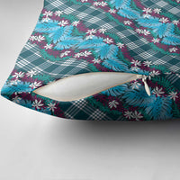 Polynesian Monstera Tiare Floral Pillow Cover Dark Teal Tropical Plaid LT01 - Polynesian Pride