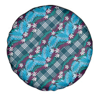 Polynesian Monstera Tiare Floral Spare Tire Cover Dark Teal Tropical Plaid LT01 - Polynesian Pride