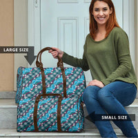 Polynesian Monstera Tiare Floral Travel Bag Dark Teal Tropical Plaid LT01 - Polynesian Pride