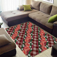 Polynesian Monstera Tiare Floral Area Rug Burgundy Tropical Plaid LT01 - Polynesian Pride