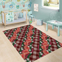 Polynesian Monstera Tiare Floral Area Rug Burgundy Tropical Plaid LT01 - Polynesian Pride