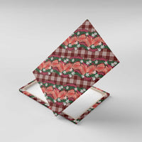 Polynesian Monstera Tiare Floral Canvas Wall Art Burgundy Tropical Plaid LT01 With Frame Red - Polynesian Pride